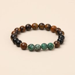 Strand Rttooas 8Mm Tiger Eye Bracelet Original Natural Mala Prayer Beads Classic Men Women Buddha Bracelets Yoga Meditation Jewellery