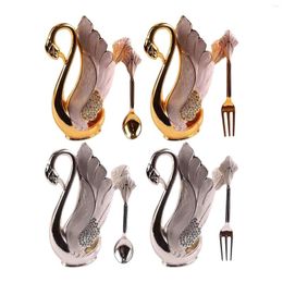 Flatware Sets Swan Tableware Holder Base With For Dessert Coffee Display Storage Rack Kitchen Set