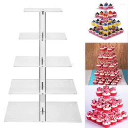 Bakeware Tools 3/4/5 Layers Square Acrylic Cake Stand Cupcake Holder Shelf Stackable Detachable Wedding Birthday Party Cup Display