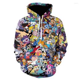 Men's T Shirts 90s Cartoon Collage 3d Printing Funny Anime Fashion Cute Hoodie Sweatshirt Boys And Girls Casual Spring Autumn