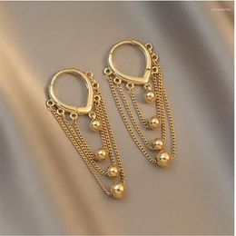 Hoop Earrings HipHop Tassel Round Bead Earring For Women Girls Party Korean Trendy 2022 Jewellery Gift Eh1021