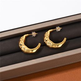 Ins Fashion Vintage Stud C-shape Geometric Earrings Simple Irregular Cool Street Versatile Jewellery Accessories For Women