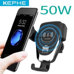 Fast Charge Qi 50w Car Wireless Charger for iphone 8 Plus Xs 7.5w Samsung Galaxy S7 S8 S9 S10 Note 9