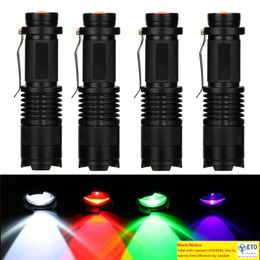 LED Flashlight Lighting led Light 3 Modes Zoomable For Fishing Hunting Detector Purple Green Red White