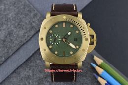 Excellent Mens Watch Green Dial 47mm Submersible 382 00382 18k Yellow Gold Designer Watches Sapphire Transparent Mechanical Automatic Men's Wristwatches