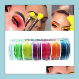 Eye Shadow Colorf Neon Eyeshadow Powder 6 Colours Eye Shadow Nail Art Matte Glitter Easy To Wear Cosmetics Makeup Drop Delivery 2022 Dhhrf