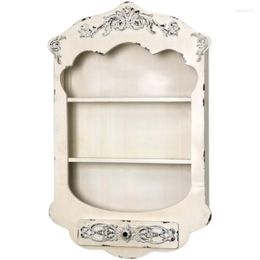 Hooks Vintage White Wooden Wall Decorative Storage Organisation Shelf