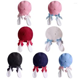 Berets Unique Cute Plush Ears Beanie Hat Bowknot Caps Headband Women Wool Hats For Most Teens Adults Parties Cosplay Prop