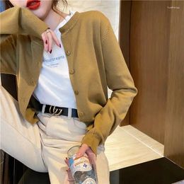 Women's Knits Women's & Tees Button Knit Cardigan Women Spring Autumn O-Neck 2022 Shawl Coat Long Sleeve Knitted Air-Conditioned Shirt