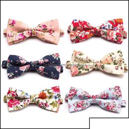 Neck Ties Fashion Accessories Mens Bow Tie Cotton Printing Rose Floral Wedding Parties Bowtie Noeud Papillon Homme Mariage Otekg