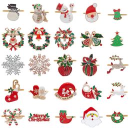 Napkin Rings Christmas Ring Holders Xmas Table Decorations Metal Buckle Tissue For Home New Year 2023 Navidad Noel Decor Drop Deliver Smtdo
