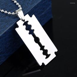 Pendant Necklaces 1PC Stainless Steel Razor Blade Fashion Punk Men Chain Necklace Shaver Shape Hip Hop Choker Jewellery Gifts