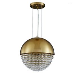 Pendant Lamps Led E14 Modern Golden Ball Stainless Steel Crystal Hanging Light Fixture Bedroom Dining Room Loft Art Decor Lamp