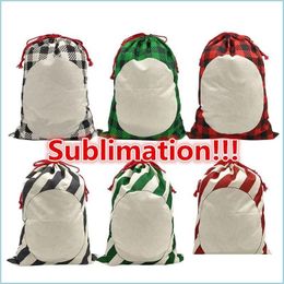 Christmas Decorations Sublimation Christmas Bag Santa Sack Canvas Double Side With Dstrings Wrap Decorations Candy Drop Delivery 202 Dhbd0