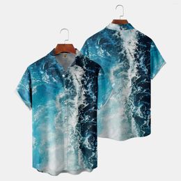 Men's Casual Shirts Mens Printed Hawaiian Short Sleeve Button Down Beach Shirt For Man Basketball Rack
