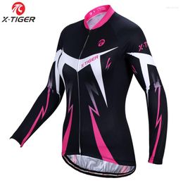 Racing Jackets X-Tiger Women Winter Fleece Keep Warm Pro Cycling Jersey Long Sleeve Bicycle Clothing Super Thermal Bike Sportswear