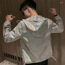 Men's Jackets Silver Reflective Jacket Men Fashion Clothes Mens And Coats Jaqueta Masculina Chaqueta Hombre Autumn Hooded Spring