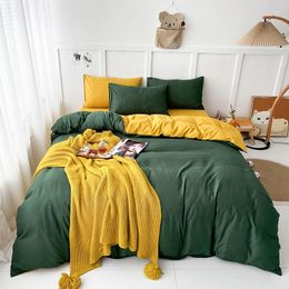 Bedding Sets 2022 Classic Set Solid Colour Summer Bed Linen 2/3pcs/set Duvet Cover Pastoral Sheet AB Side