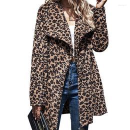 Women's Fur Autumn Winter Faux Coat Women Warm Leopard Ladies Loose Jacket Female Long Outerwear Plush Overcoat