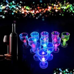 Wine Glasses Wine Glasses Led Flash Color Change Water Activated Light Up Champagne Beer Whiskey 50Ml Drinkings Glass Sleek Design D Dhg0F