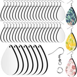 Sublimation Blank Pendant Earrings Printing Unfinished Teardrop Heat Transfer Earring with Hooks and Jump Rings for Jewelry DIY Making BBC20