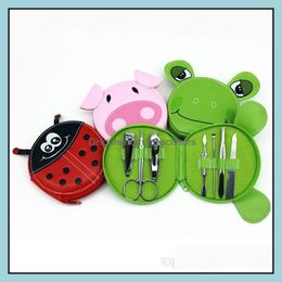 Nail Clippers Cute Animals Nail Art Manicure Set Clipper Eyebrow Scissor Cliper Ear Spoon Doubleheaded Dead Skin Nipper Kit Drop Del Dhi7D