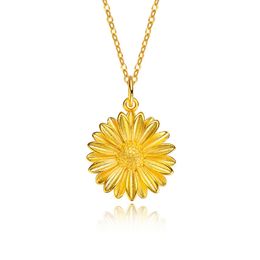 Pendant Chain Necklace New Fashion Sweet and Lovely Little Daisy Flowers 18K Yellow Gold Filled Drop Pendant Hot Friend Gift Jewellery Women