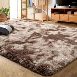 Carpets Living Room Bedroom Rectangular Solid Colour Tie-Dye Thickening Non-Slip Soft Plush Area Carpet Velvet Cushion Floor Decoration