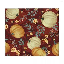 Table Mats Drying Mat Autumn Pumpkins With Sunflowers Maroon Heat Insulation Holder Dish Cup Draining Pad Kitchenware