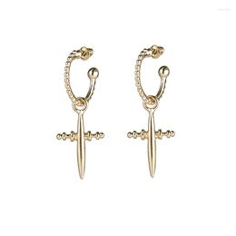 Hoop Earrings 2022 Men Cross Punk Dangle Gothic Woman Metal C Shape Ear Buckle Huggies Pendant Piercing Jewelry