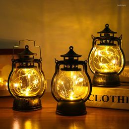 Night Lights Retro Style Portable Light Table Lamp Battery Operated Black Industrial Iron Basket Desk