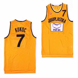 College Basketball Wears Cheap Men's 7 Toni Kukoc Jersey Jugoplastika Split The movie Basketball Jerseys Stitched Team Yellow Mix Order Size S-XXL