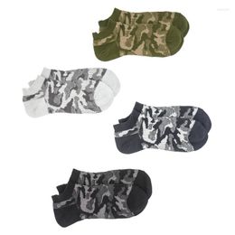 Men's Socks 5 Pairs Men's Ankle Spring Autumn Double Needle Smooth Seamless Good For Foot Combed Cotton Camouflage Vintage Meias