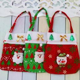 Christmas Candy Gift Bags Cute Santa Claus Snowman Cookie Packaging Bags Party Handbag Kids Merry Christmas Gift Storage RRA325