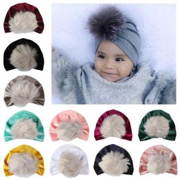 Hats Baby Caps Autumn Winter Headban Turban Children Velvet Hat Kid Beanie Pompom Bohemia Warm Born Girl