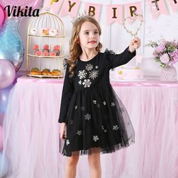 Girl's Dresses Kids for Girls Long Sleeve Snowflake Sequins Year Costume Princess Christmas Clothes Vestidos 221028