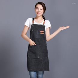 Aprons Cowboy Apron Korean Fashion Chinese Restaurant Barber Floral Artist Men And Women Overalls Coffee Shop Nail