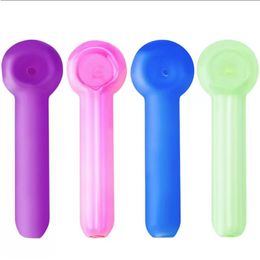Nice Colourful Pyrex Thick Glass Pipes Portable Design Spoon Philtre Dry Herb Tobacco Bong Handpipe Handmade Oil Rigs Smoking Cigarette Holder DHL