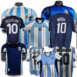 Retro classic Argentina national team soccer jerseys 1994 1996 1998 2000 2001 2002 2006 2010 18 ORTEGA MARADONA CRESPO BATISTUTA RIQUELME SIMEONE football shirt