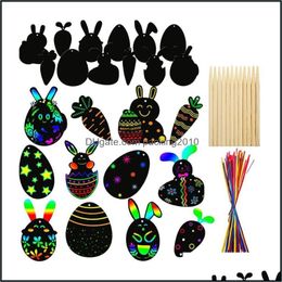 Party Favor Party Favor Christmas Greeting Cards 1 Set Of Rainbow Scratch Papers Easter Graffiti Off Paper Crafts Drop Delivery 2022 Dhydk