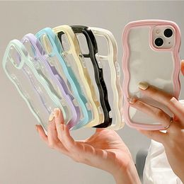 Clear Acrylic Wave Edge Protective Cases For iPhone 14 13 12 11 Pro Max 13pro X XS MAX XR Cellphone Case Soft Shockproof Transparent Back Cover