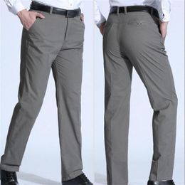 Men's Pants Middle-aged Men Trousers Solid Color High Waist Spring Summer Stretchy Full Length For Business Office Moletom Masculinos