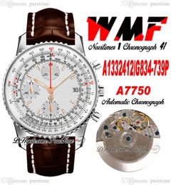 WMF A1332412-G834-739P ETA A7750 Automatic Chronograph Mens Watch Silver Dial Stick Markers Brown Leahter Strap With White Line Super Edition Watches Puretime D4