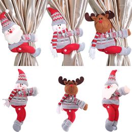 Christmas Decorations Cloth Doll Curtain Tiebacks Clips Holdbacks Santa Claus Home Decoration Ornaments 2022 Year Supplies