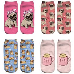 Socks New 3D Printing Women Fashion Unisex Cat Meias Feminina Funny Low Ankle Pug Drop Delivery 2022 Smt68