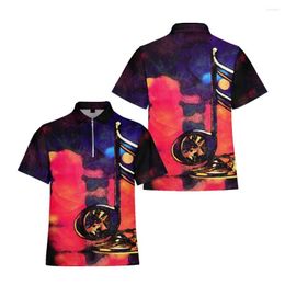 Men's Casual Shirts Summer Men's Polo Painting Music Logo Printed Loose Breathable Workout Large Size Comfortable Short Sleeves Tops 5