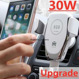 Fast Charge 30w Qi Wireless Car Charger for iphone 13 12 11 Pro Xs Max Xr x Samsung S10 S9 Charging Phone Holder