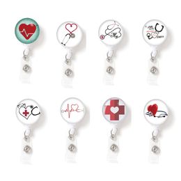 Key Rings Retractable Badge Reel Medical Worker Work Card Clip Doctor Nurse Id Name Display Tag Staff Holder Ecg Echometer Drop Deli Smt6X