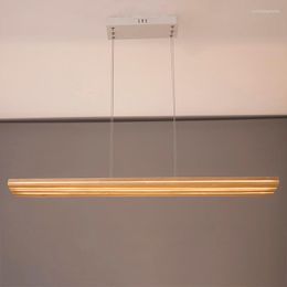 Chandeliers Led Ceiling Chandelier Modern Wood Suspension Lighting For Dining Room Decoration Kitchen Island Nordic Linear Lamp
