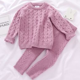 Clothing Sets 0-4 Yrs Girls Boys Suit Fall Baby Winter knitting Pullover SweaterPants Infant Knit Tracksuits 221028